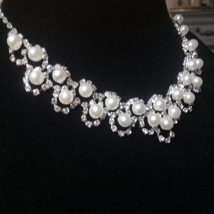 Rhinestone and pearl necklace